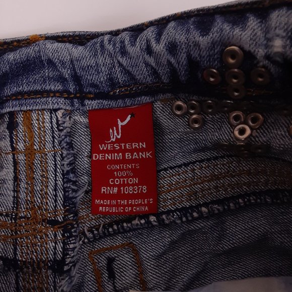 Western Denim Bank Jeans Embroidered 100% Cotton Size 27 - Picture 6 of 10